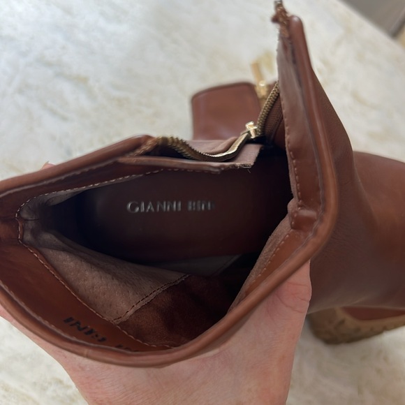 GIANNI BINI brown leather ankle boots women’s size 8 - 4.5 inch heel - Picture 10 of 15